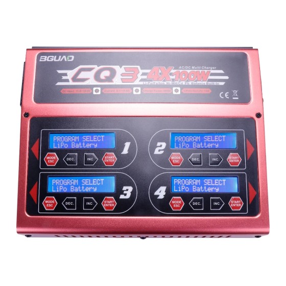 EV-PEAK CQ3 100Wx4 10A 1-6S Balance Charger with JST_XH Adapter Board for LiFe NiMH NiCd Battery